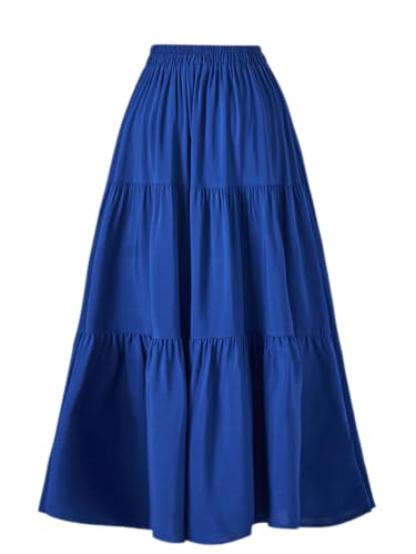 OSTOO Women's Summer Long Flowy Renaissance Skirt with Pockets - Boho High Waist A-Line Maxi Skirt