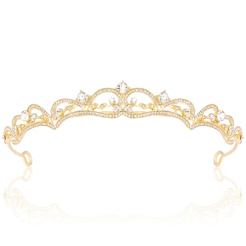 Vovii Gold Tiaras and Crowns for Women, Rhinestone Princess Crowns for Women Girls, Small Gold Tiara Crown Headband for Wo...