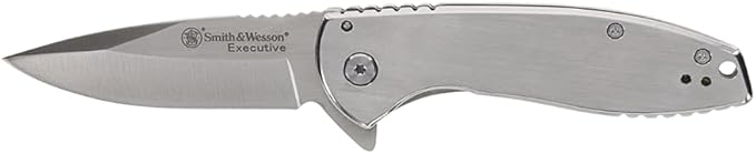 Smith & Wesson Executive Platinum Stainless Steel Knife with 3" Blade Length for Outdoor, Tactical, Survival and EDC