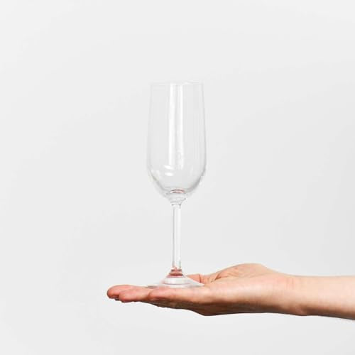 Krosno Champagne & Sparkling Wine Glasses GEMA | Classic Design | Set of 6 | 7.1 oz | Wide Bowl | Transparent | For Home, ...