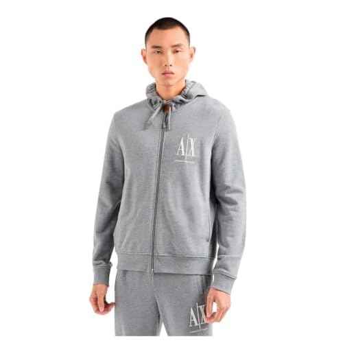 Armani Exchange mens Icon Project Embroidered Zip Up Hooded Sweatshirt