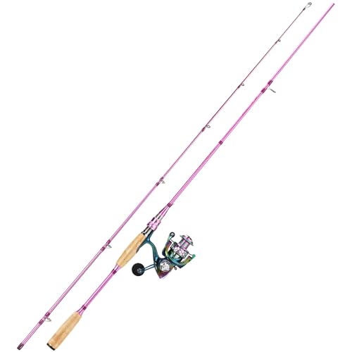 Sougayilang Spinning Rod Reel Combos,Colorful Two Pieces Spinning Pole with Smooth Strong Reel Available for Freshwater Sa...