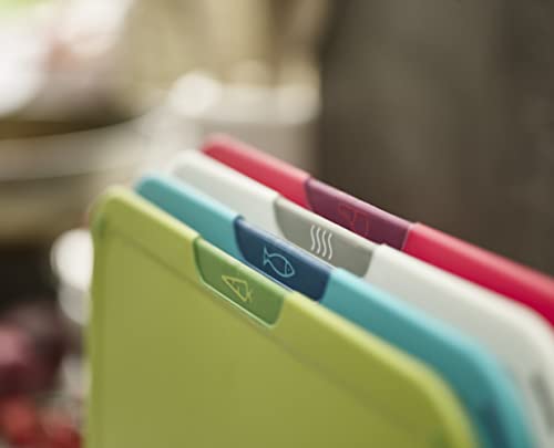 Joseph Joseph Duo Icon 4-piece colour coded Cutting Board Set with Storage Stand, Multicolour