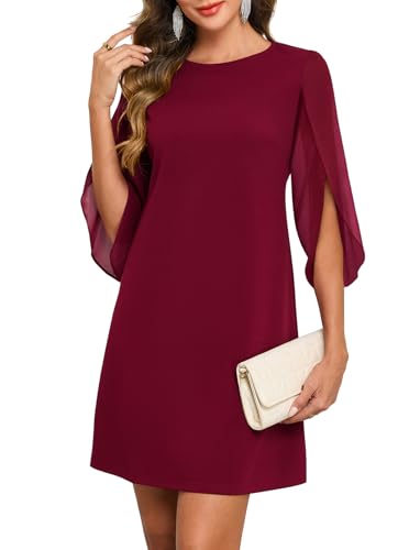 oten Women's 2026 Flutter Sleeve Cocktail Dress Crew Neck Chiffon Formal Wedding Guest Party Short Dresses