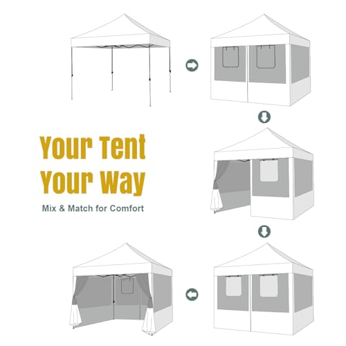 CROWN SHADES 10x10 Pop Up Canopy Tent with 4 Mosquito Netting, Instant Commercial Tent with 1-Person Setup Patended Center...