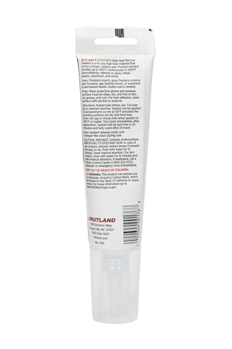 Rutland 500°F RTV High Heat Silicone Sealant Black, USA-Made High Temperature Gasket Maker Adhesive - UV Stable, Oil Resistant & Non-Corrosive