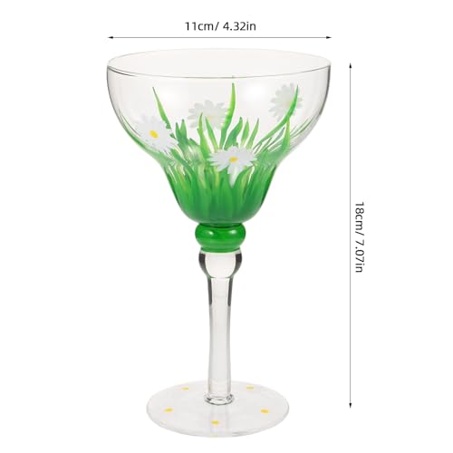 GLEAVI Hand-painted Daisy Margarita Glasses, Delicate Cocktail Wine Cups, Crystal Glassware for Party Supplies, Wear-resis...