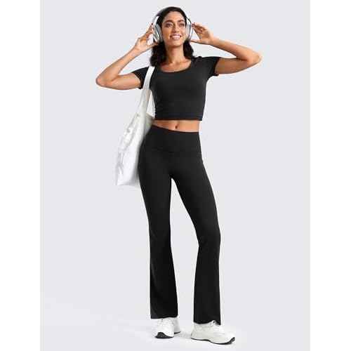CRZ YOGA Womens Butterluxe High Waist Flare Pants 31.5" - Yoga Bootcut with Side Pockets Wide Leg Lounge Casual
