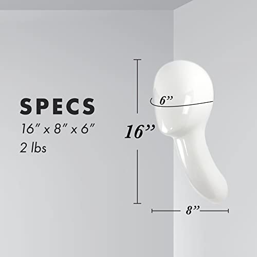 everlong Wall-Mount Wig Display Stand, Wigs, Works for Wigs, Hair pieces, Synthetic and Human - Patented Durable White Mannequin Head, Wig Holder for the Home and Salon