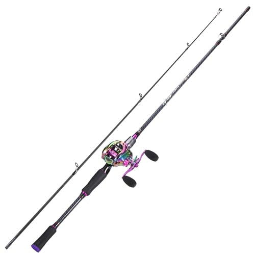 Sougayilang Baitcasting Fishing Combos, Carbon&Glass Fiber Composite 2 Piece Fishing Rods with Casting Reel- 6'0"