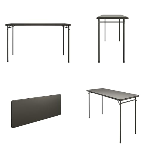 COSCO 20" x 48" Vinyl Top Folding Table, Black