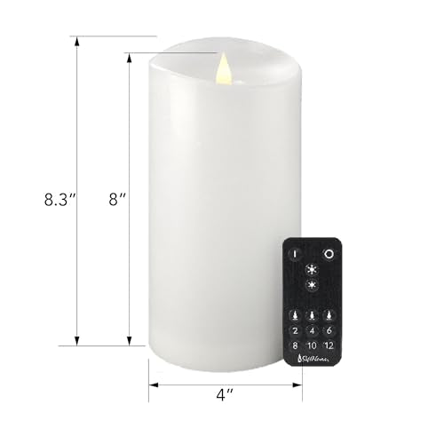 Softflame Flameless LED Candles with Remote Control, 4"x 8.3"Flickering 3D Moving Flame Battery Operated Candles in Real Wax Shell for Indoor Use, Home Decor White