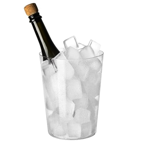 Tiawudi 12 Pack Plastic Ice Bucket For Parties, Silver Glitter Clear Wine Cooler for Wedding, Good as One Large Champagne ...