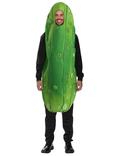Spooktacular Creations Halloween Pickle Adult Unisex Food Costume, Funny Men's Cosplay Jumpsuit