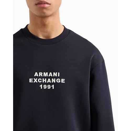 Armani Exchange mens Pullover Sweatshirt With Bold Logo