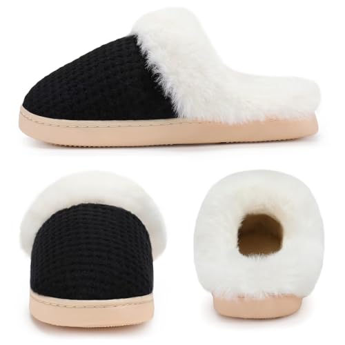 Comfy House Slippers for Women Fuzzy Memory Foam Slippers Cozy Slip on Outdoor Indoor Warm Fleece Lined Bedroom Shoes