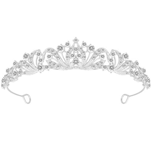 Papoopy Tiaras Crown for Women, Wedding Headpieces for Bridal, Birthday, Prom, Quinceanera Silver
