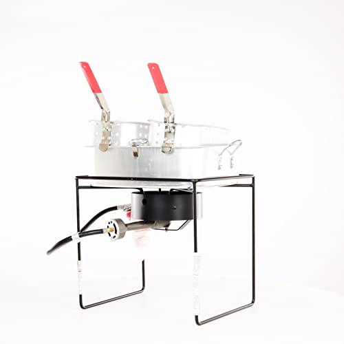 King Kooker 1618 16-Inch Propane Outdoor Cooker with Aluminum Pan and King Kooker WKA2 18-Inch Nickel Plated Skimmer