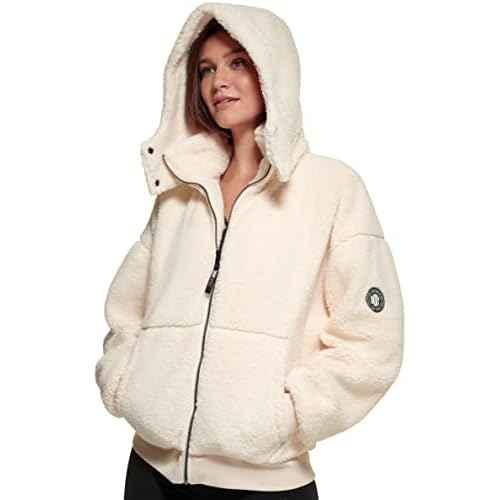 DKNY womens Sport Hooded Roebling Fleece Jacket