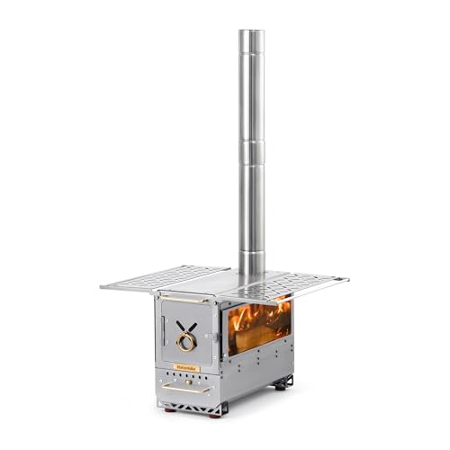 Naturehike Icefield Hot Tent Stove, Tabletop Camping Stove with 47.2" Chimney Pipes, Outdoor Tabletop Fire Pit