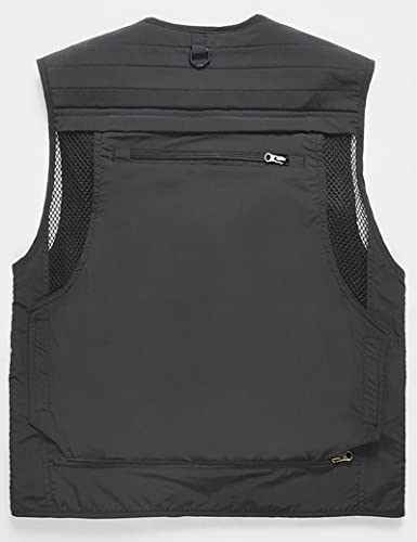 Flygo Men's Casual Lightweight Outdoor Fishing Work Safari Travel Photo Cargo Vest Jacket Multi Pockets