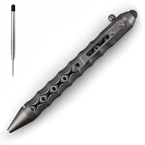 Cool Hand 4.5'' EDC Ballpoint Ink Refillable Bolt Action Tactical Pens Stylus for Touch Screen, Ergonomic Grip, Hold in Te...
