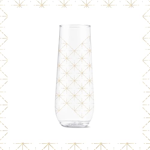 TOSSWARE POP 9oz Flute Festive Cheers Series, SET OF 6, Premium Quality, Recyclable, Unbreakable & Crystal Clear Plastic P...