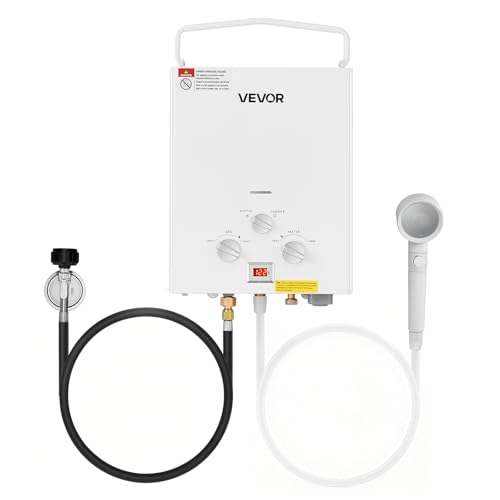 VEVOR Portable Propane Water Heater, 5L Tankless Outdoor Water Heater, 34000 BTU 1.32 GPM Instant Hot Water, with Accessor...