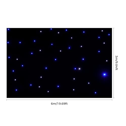 20 x 10ft LED Stage Backdrop, White and Blue Star Curtain Backdrop Light with DMX512 Controller & Remote Control Foldable ...