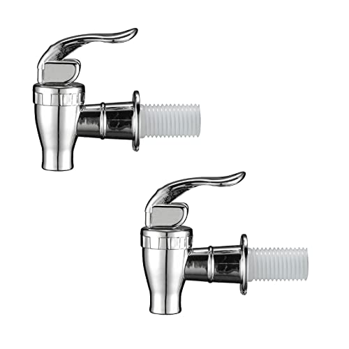 YAFIYGI 2Pack Modern Silver Plastic Beverage Dispenser Spigot, Push Style Faucet for Beverage Dispenser, Gravity Feeding, ...