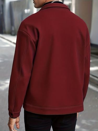 Men's Casual Button Coat, Classic Lapel Collar Lightweight Warm Jacket, Stylish Outerwear, for Fall and Winter