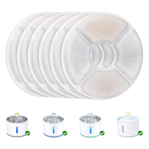 Wonder Creature Cat Water Fountain Filter Replacement, 6/8/12/16/8+4 Pack, Round Carbon Filters for 81oz/2.4L Stainless St...