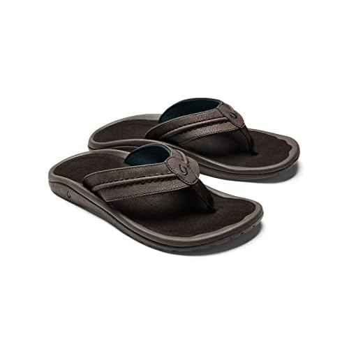 OLUKAI Hokua Men's Beach Sandals, Quick-Dry Flip-Flop Slides, Water Resistant & Wet Grip Rubber Soles, Compression Molded Footbed & Soft Comfort Fit