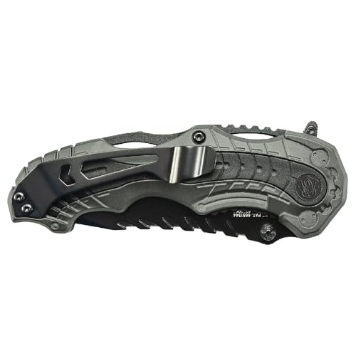 Smith & Wesson SWMP6 7.7in High Carbon S.S. Assisted Folding Knife with 3.4in Clip Point Blade and Aluminum Handle for Out...