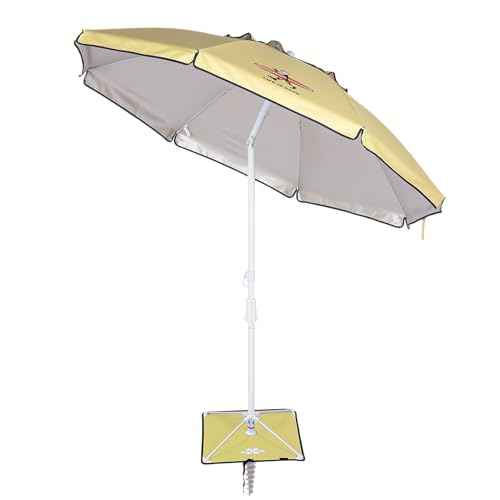 Life is Good 6.5' Outdoor Beach Umbrella with ANCHORX Heavy Duty High Wind Stability Sand Anchor and Carrying Bag