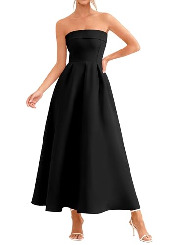PRETTYGARDEN Cocktail Dresses for Women 2026 Summer Formal Elegant Tube Top Strapless Spring Wedding Guest Party Midi Dress