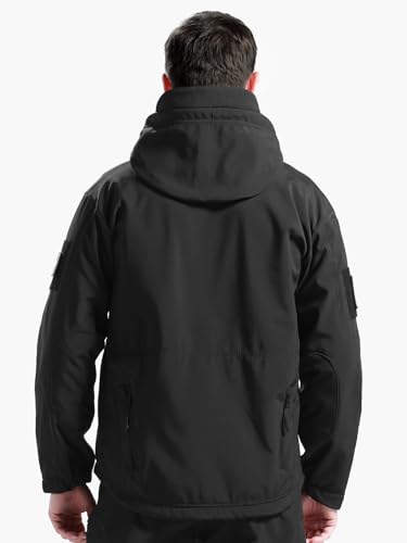FREE SOLDIER Men's Outdoor Waterproof Soft Shell Hooded Military Tactical Jacket