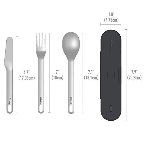 Bentgo Stainless Travel Utensil Set - Reusable 3-Piece Silverware Set with Carrying Case, High-Grade Premium Steel, BPA-Fr...