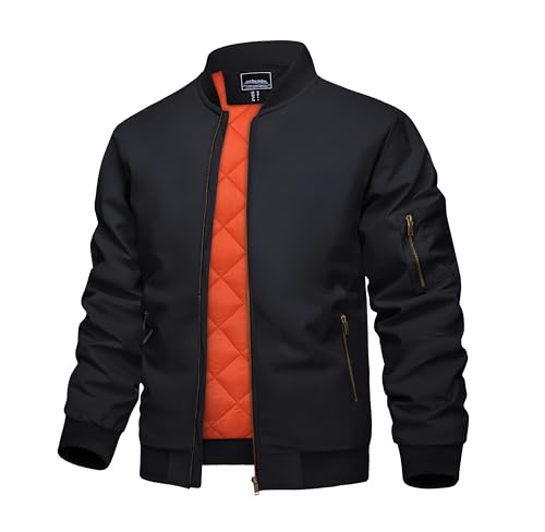 KEFITEVD Bomber Jacket Men Winter Coats Full Zip Windbreaker Mens Jackets Casual Work Coats
