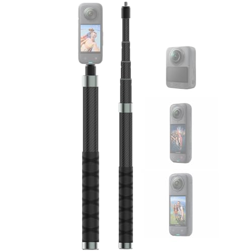 NEOSOU 110cm/43.3-inch Invisible Selfie Stick Pole, Carbon Fiber Extension Rod for Insta360 X5 X4 X3 DJI Osmo 360 Nano, Li...