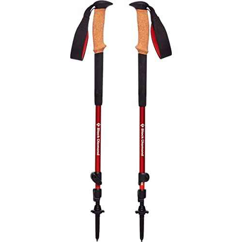 BLACK DIAMOND Trail Cork Trekking Poles (Pair) | Lightweight Collapsible Aluminum Hiking Poles | Natural Cork Grips | FlickLock Adjustable Shafts for All-Season Stability