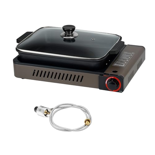 ONLYFIRE OUTDOOR LIVING Portable Propane Gas Stove with Grill Pan and Lid, Butane Camping Stove Instant Ignition for Patio...