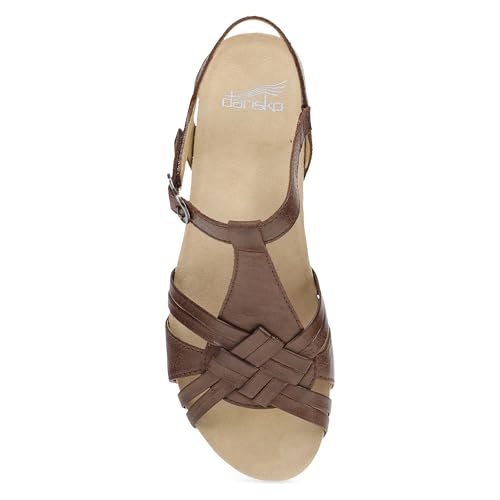 Dansko Tia Fisherman Wedge Sandal for Women - Contoured Footbed for All-Day Comfort and Support – Adjustable Hook & Loop S...