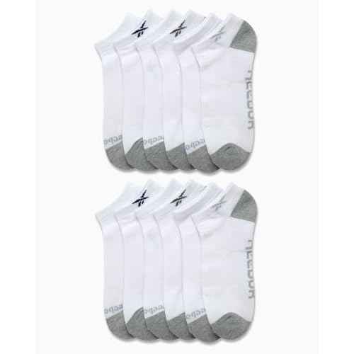 Reebok Men's Low Cut Socks - 12 Pack Performance Cushion Comfort No Show Socks - Breathable Athletic Socks for Men (6-12.5)