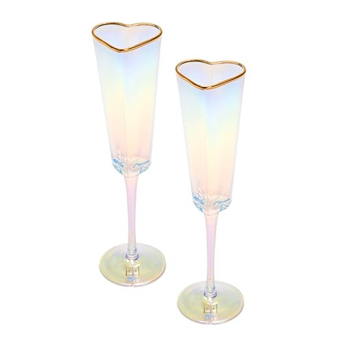 Paris Hilton Heart Shaped Champagne Flute Gift Set, Elegant Handmade Glassware Set, Perfect for Celebrations, Weddings or ...