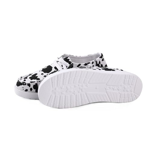 RACHAPE Cow Print Shoes Canvas Sneakers for Women Slip-Ons Flats Ladies Loafers