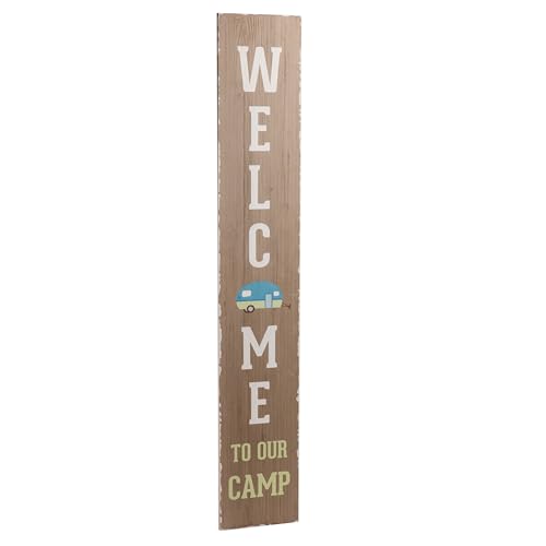 Pavilion Gift Company - Welcome To Our Camp - 48" Tall x 8" Long Porch Sign Decoration Decorative Outdoor Accessory Indoor...