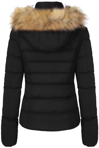 BodiLove Women's Fur Hooded Thickened Jacket with Fleece Lining