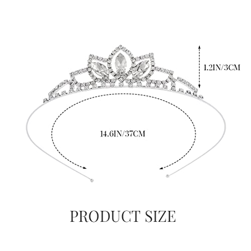 Yean Silver Crystal Tiara Crowns Rhinestone Birthday Crowns Headband Tiaras for Women