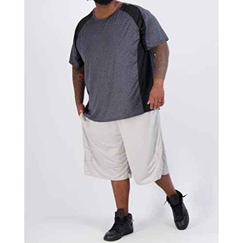 Real Essentials 3 Pack: Men¡¯s Big & Tall Tech Stretch Long-Sleeve & Short-Sleeve Dry-Fit T-Shirt (3XT-5XT)
